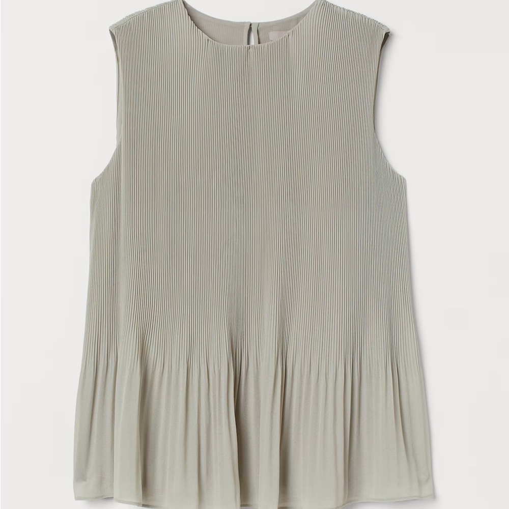 H&M Sage Green Pleated Sleeveless Top